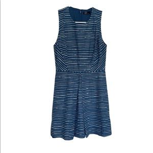 GAP Sleeveless Inverted Pleat Blue White Striped Fit & Flare Dress Size 6